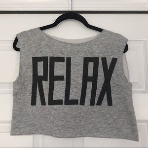 Lightweight Black and Gray RELAX Crop Tank Top